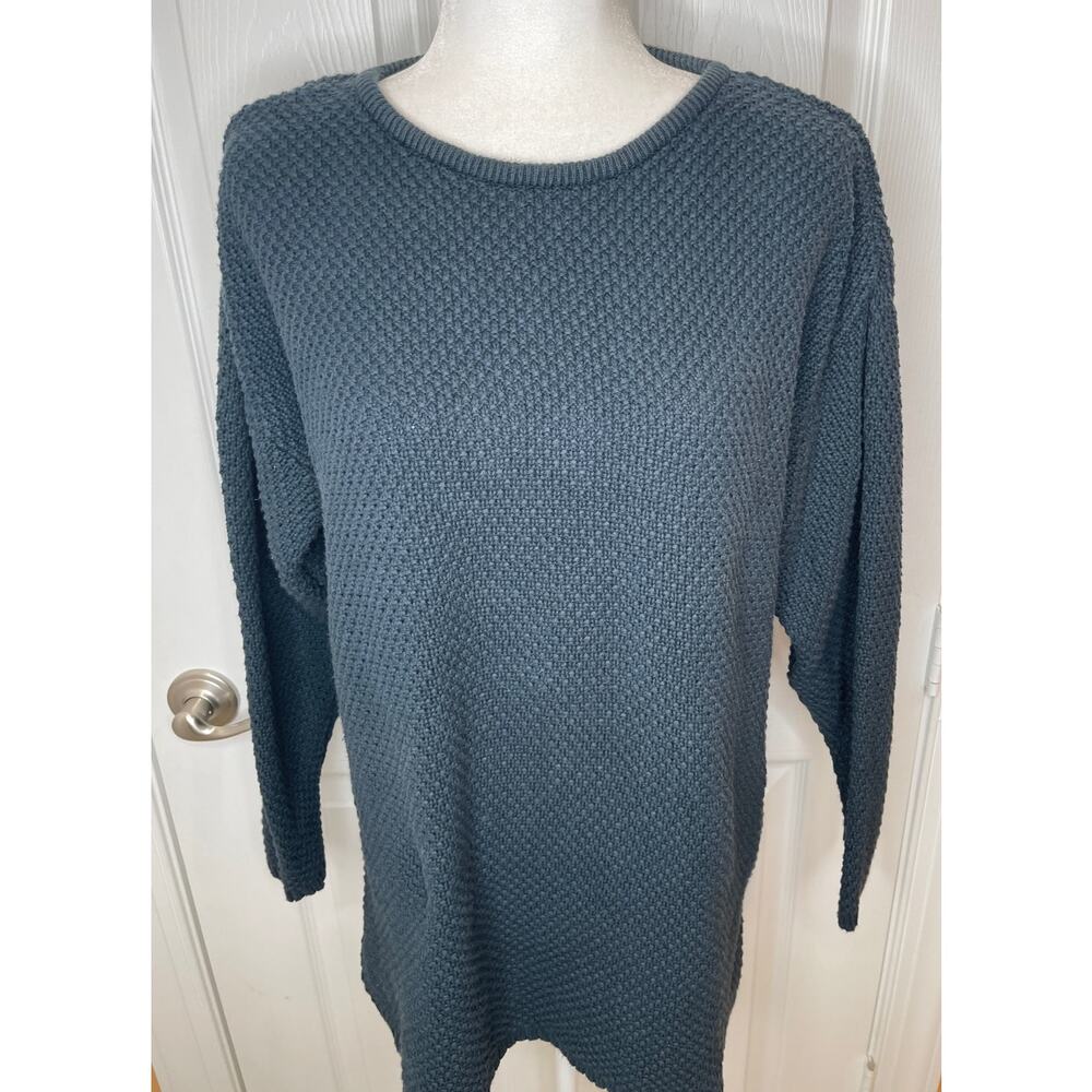 Eileen Fisher 100% Cotton Navy Crew neck Sweater size 2 oversized (Large)